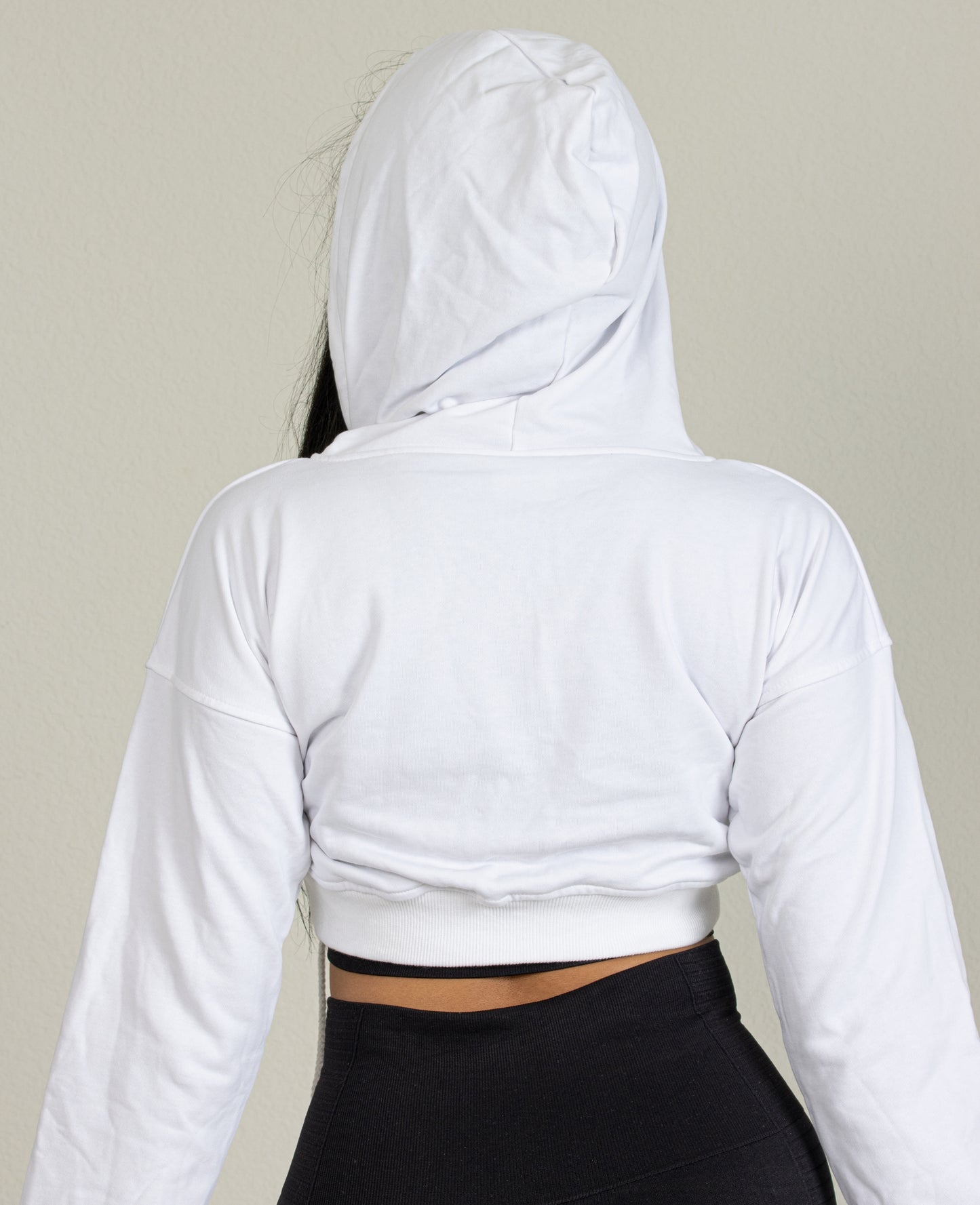 CROP TOP HOODIE-WHITE