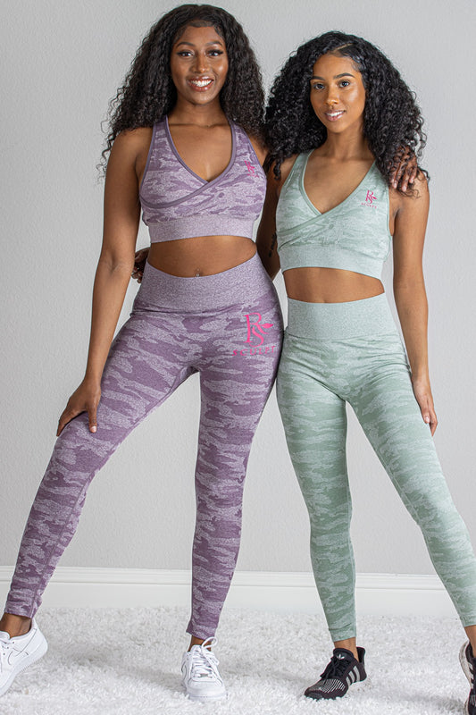 CAMO SEAMLESS LEGGINGS SET-PURPLE