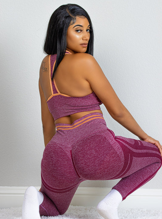 SCULPT SEAMLESS LEGGINGS SET - BURGUNDY