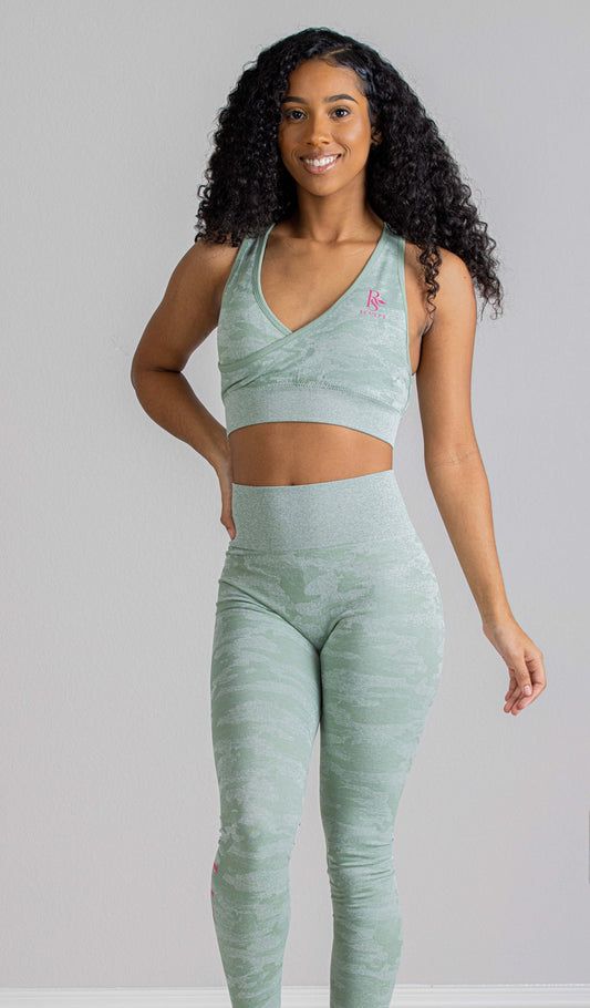 CAMO SEAMLESS LEGGINGS SET-GREEN