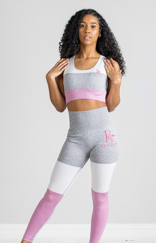 EDGE  SEAMLESS LEGGINGS SET-PINK